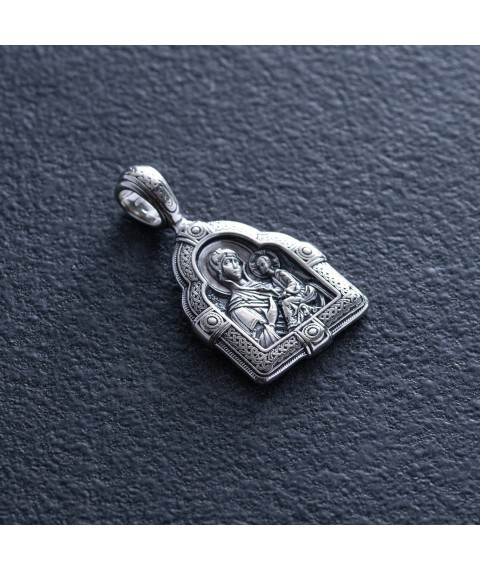 Silver amulet "Mother of God" 13355 Onyx