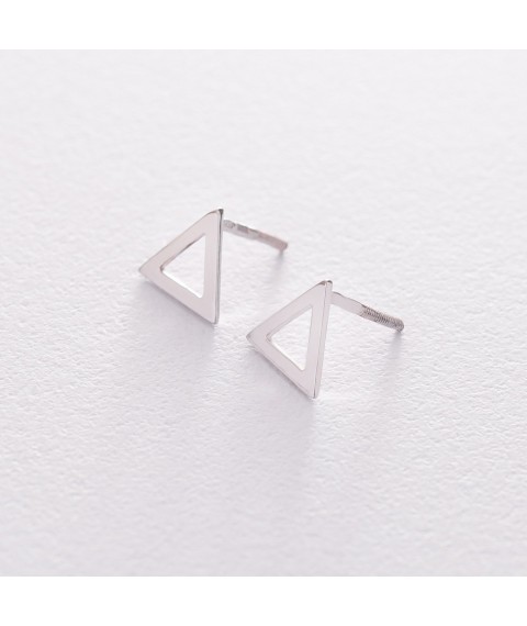 Gold stud earrings "Triangles" s06413 Onyx