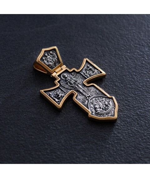 Серебряный крест с позолотой "Распятие. Ангел Хранитель" 131416 Онікс