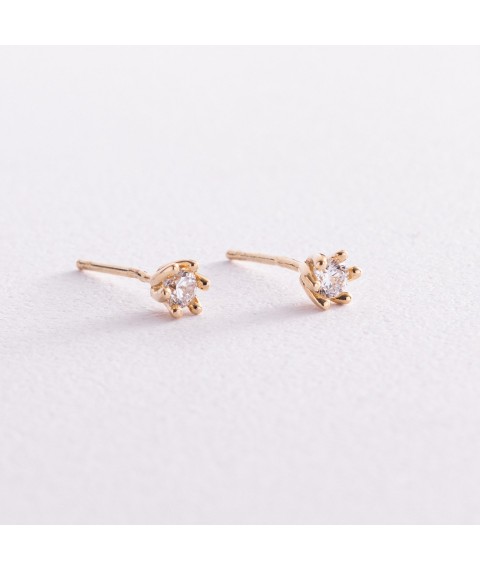 Gold earrings - studs with cubic zirconia s05844 Onyx