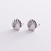 Earrings - studs "Shells" in white gold s08471 Onyx