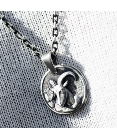 Silver pendant "Zodiac sign Aries" 133221aries Onyx