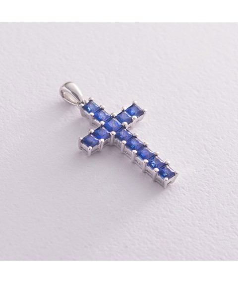 Gold cross with blue sapphires p216 Onyx