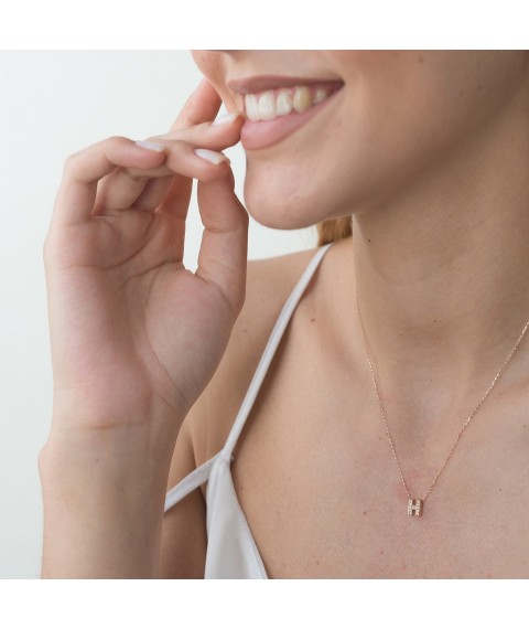 Necklace with the letter "C" in red gold (cubic zirconia) kol01255С Onix 44