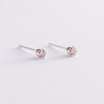 Silver earrings - studs with cubic zirconia 121894 Onyx