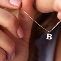 Silver necklace with the letter B 18617v Onyx 47