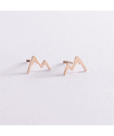 Earrings - studs "Mountains" in yellow gold s07573 Onyx