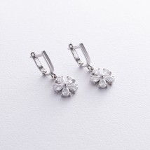 Silver earrings "Flower" with cubic zirconia 121198 Onyx