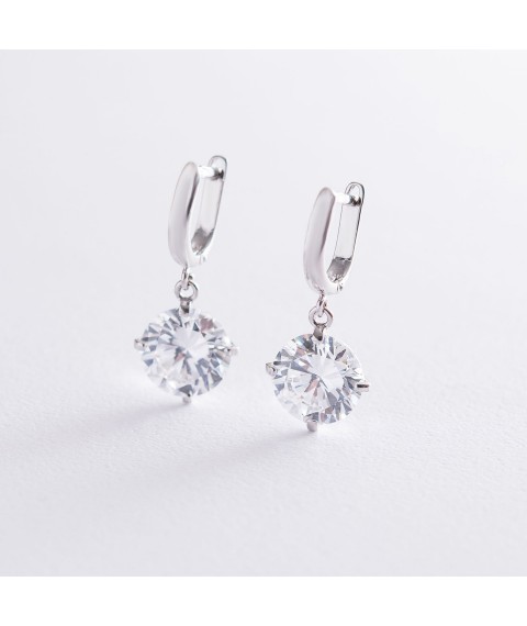 Earrings "Attraction" in white gold (cubic zirconia) s05748 Onyx