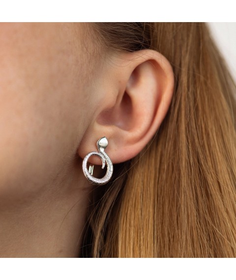 Silver earrings "Snakes" 902-01392 Onyx