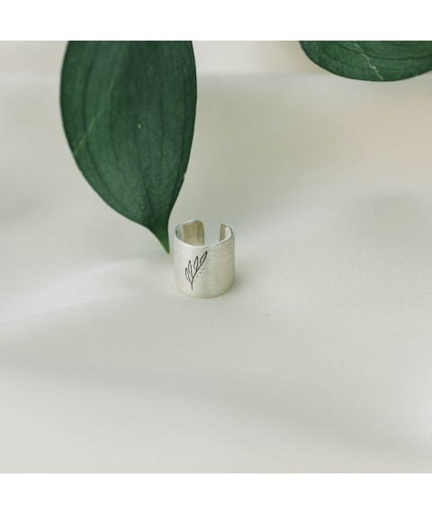Silver earring-cuff "Sprig" (matte) 122703vet Onix