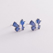 Gold earrings "Butterflies" (sapphire, diamond) sb0250sth Onyx
