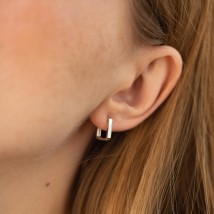 Rectangular earrings "Lydia" (white gold) s08706 Onyx