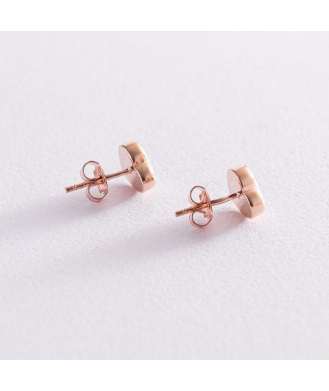 Gold earrings - studs "Hearts" with opal s07743 Onyx