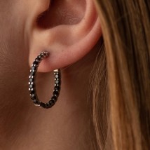 Silver earrings - rings with black cubic zirconia OR126110 Onyx