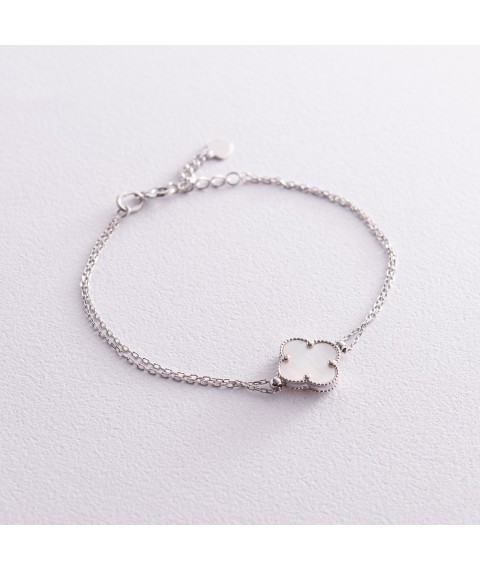 Silver bracelet "Clover" with mother of pearl 141629 Onix 19