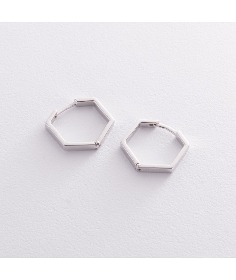 Silver earrings "Hexagons" 902-01270 Onyx