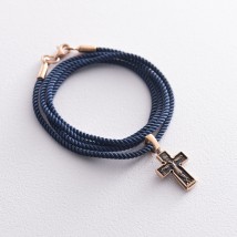 Шелковый синий шнурок с гладкой золотой застежкой (2мм) кол00950 Онікс  35