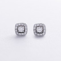 Gold earrings - studs 2 in 1 with diamonds 332011121 Onyx