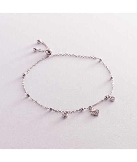 Silver bracelet with heart (cubic zirconia) 141251 Onix 21