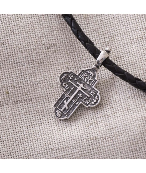 Срібний православний хрест з чорнінням 13134 Онікс