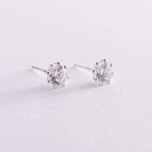 Silver stud earrings with cubic zirconia 12618 Onyx