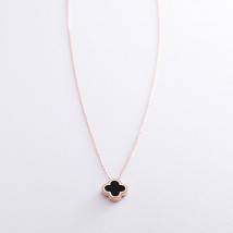 Necklace "Clover" in red gold (onyx) coll01696 Onyx 45
