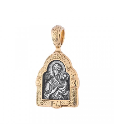 Підвіска "Ікона Божої Матері Тихвінської" з позолотою 131676 Онікс