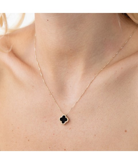 Necklace "Clover" in yellow gold (onyx) coll01694 Onyx 40