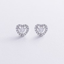 Gold earrings - studs "Hearts" with diamonds sb0506ca Onyx