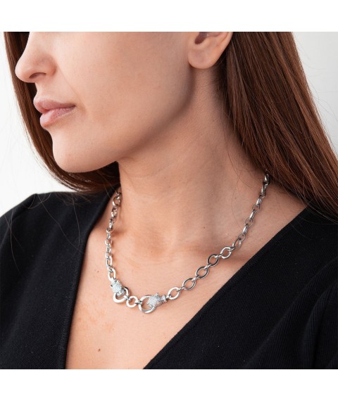 Necklace "Panther" in white gold (cubic zirconia) coll02039 Onix 45