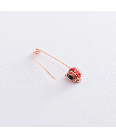 Gold children's pin "Ladybug" with enamel zak00145 Onyx