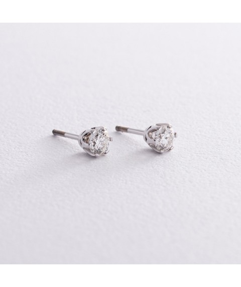 Gold earrings - studs with diamonds 36861121 Onyx