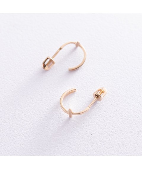 Gold earrings - studs "Cross" s07010 Onix
