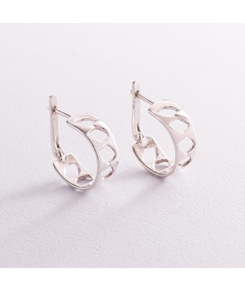 Silver earrings "Rhombuses" 123057 Onyx