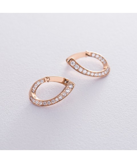 Gold earrings with cubic zirconia s06419 Onyx