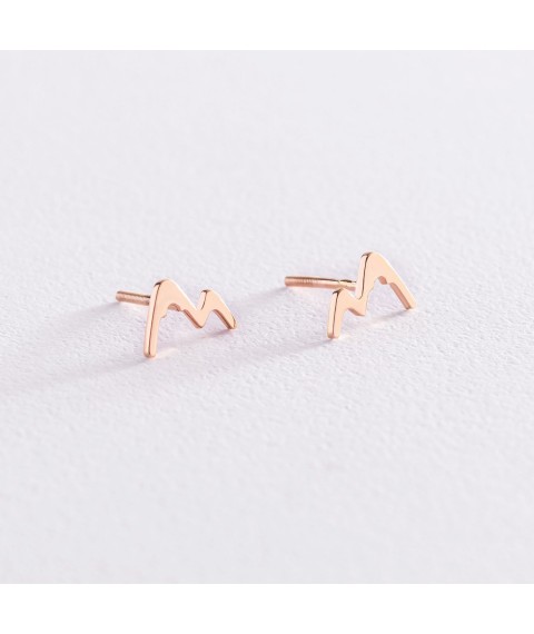 Earrings - studs "Mountains" in red gold s07442 Onyx
