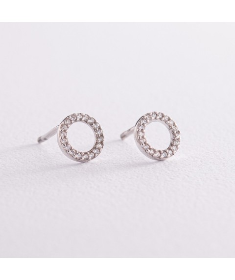 Silver earrings "Cycle" with cubic zirconia OR116150 Onyx