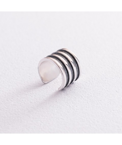 Silver earring - cuff "Lines" 123107 Onyx