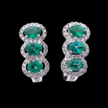 Gold earrings with diamonds and emeralds sb02762 Onyx