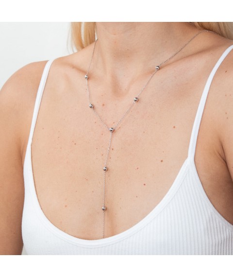 Necklace - tie "Balls" in white gold kol02065 Onix 42