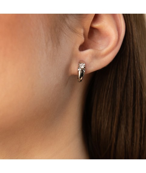 Silver earrings (cubic zirconia) 121648 Onyx