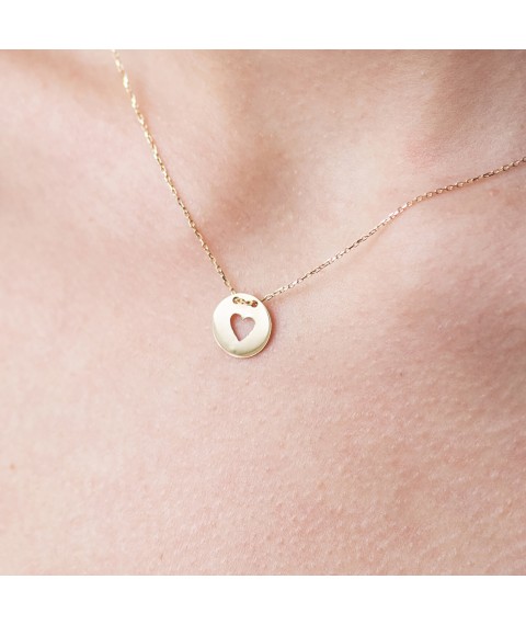 Necklace "Heart" in yellow gold kol01700с Onix 40