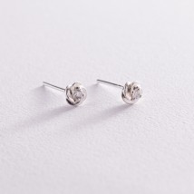 Silver earrings - studs with cubic zirconia 121787 Onyx