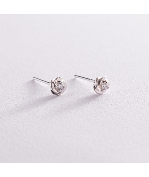 Silver earrings - studs with cubic zirconia 121787 Onyx