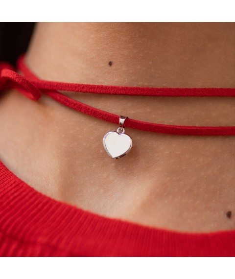 Pendant "Heart" in white gold p03950 Onyx