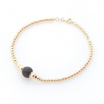 Gold bracelet "Balls" (black cubic zirconia) b03585 Onix 20