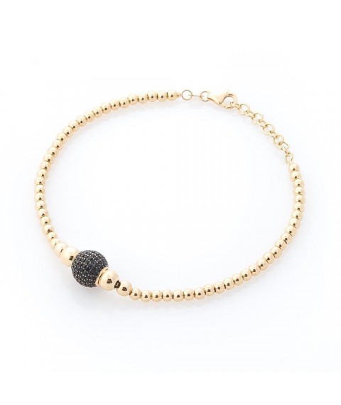 Gold bracelet "Balls" (black cubic zirconia) b03585 Onix 19.5
