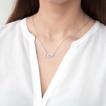 Silver necklace "Love" with cubic zirconia 18178 Onix 45