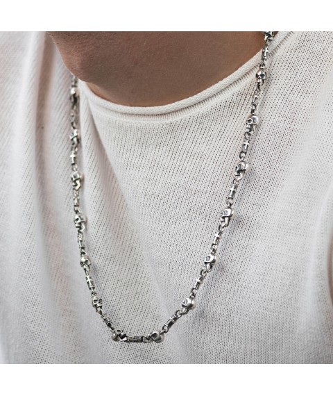 Silver necklace "Skulls" 364 Onyx 65